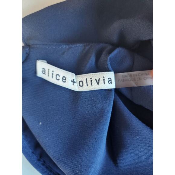 Alice + Olivia Kye V-Neck Ruffle Midi Dress Size 0 Navy #1C421 - Picture 10 of 12